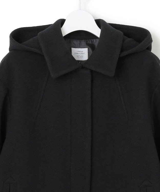 J.PRESS YORK STREET 【WOMEN】2wayショートウールアンゴラビーバー コート ブラック系
