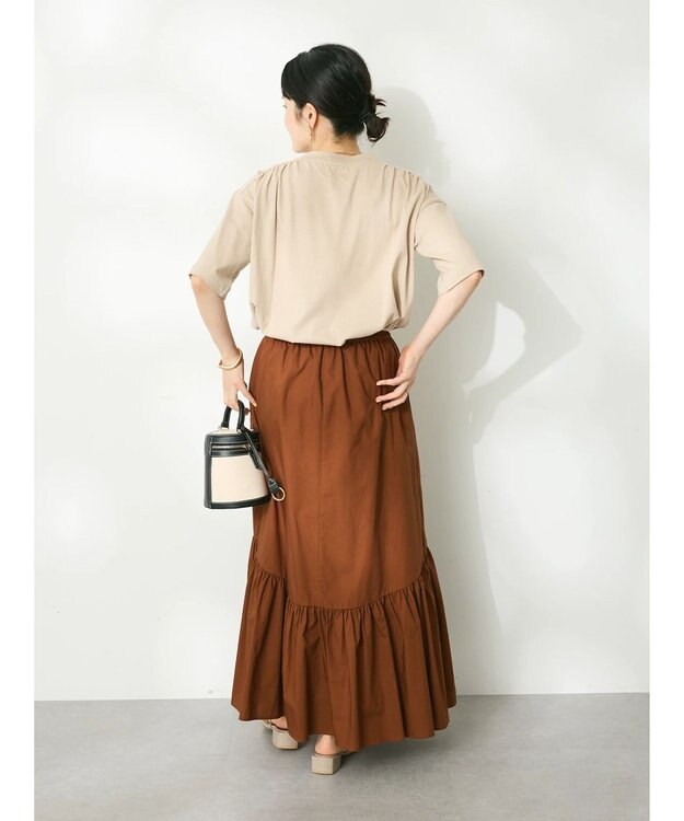 CRAFT STANDARD BOUTIQUE ヴィンテージ風天竺 ショルダーギャザーチュニック Gray Beige