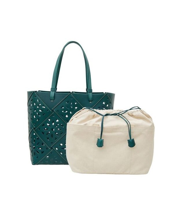 genten サスカットバスケット手提げバッグ＜LL＞ ブルーグリーン