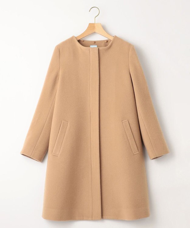 組曲 【2WAY・WEB限定】ショートビーバー フーディーロングコート ベージュ系