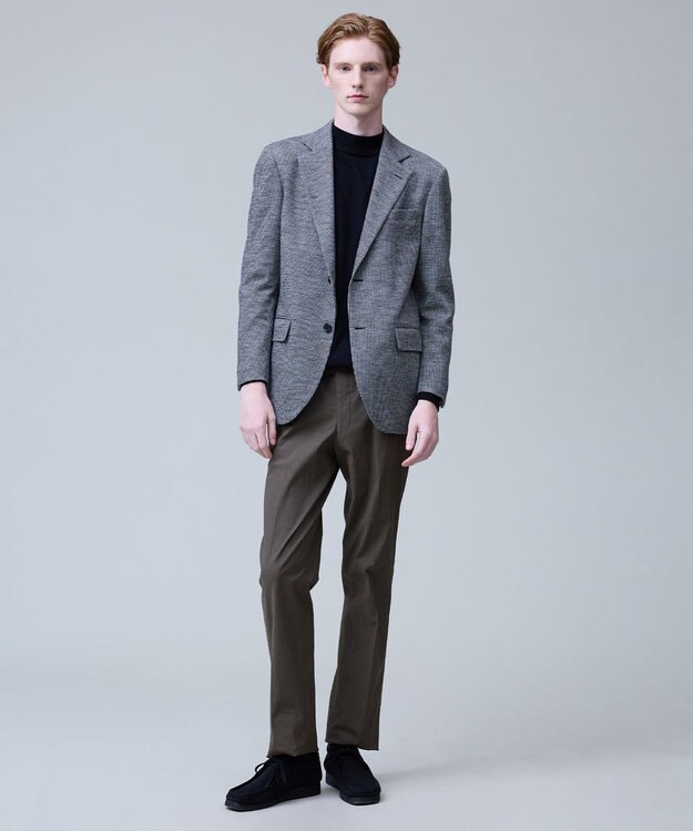 J.PRESS MEN 動きやすさにこだわった立体設計【洗える】コットンカシミヤモックネック ニット ブラック系