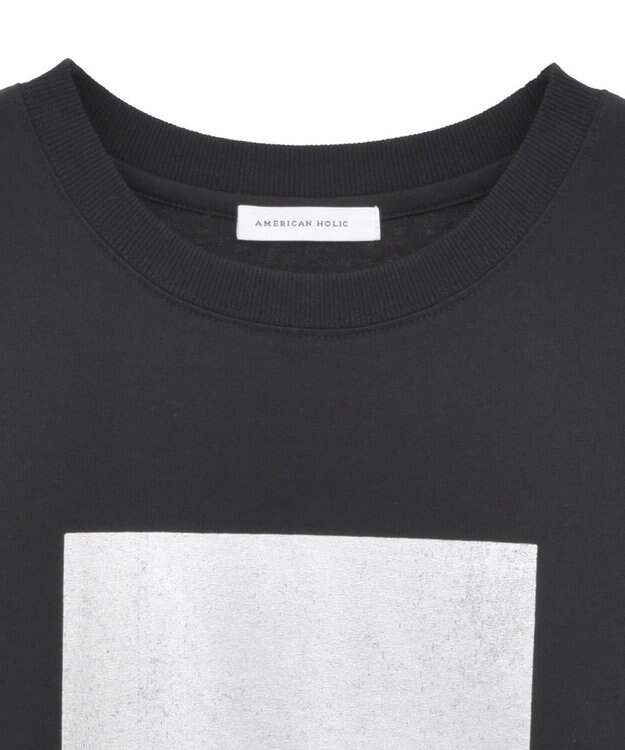 AMERICAN HOLIC ボックス箔プリントロングTシャツ Black