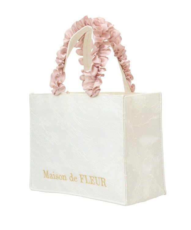 Maison de FLEUR EC限定レースフリルハンドルスクエアトートSバッグ Ivory