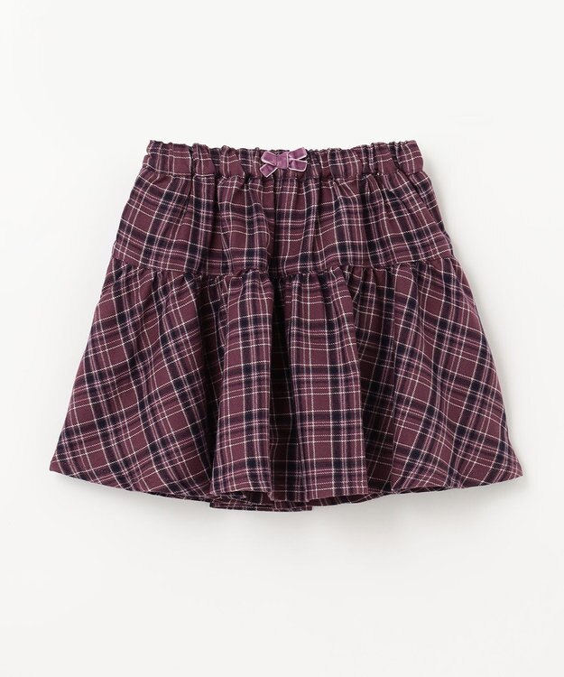 ANY KIDS チェック柄/アニマル柄スカパン ボルドー系チェック