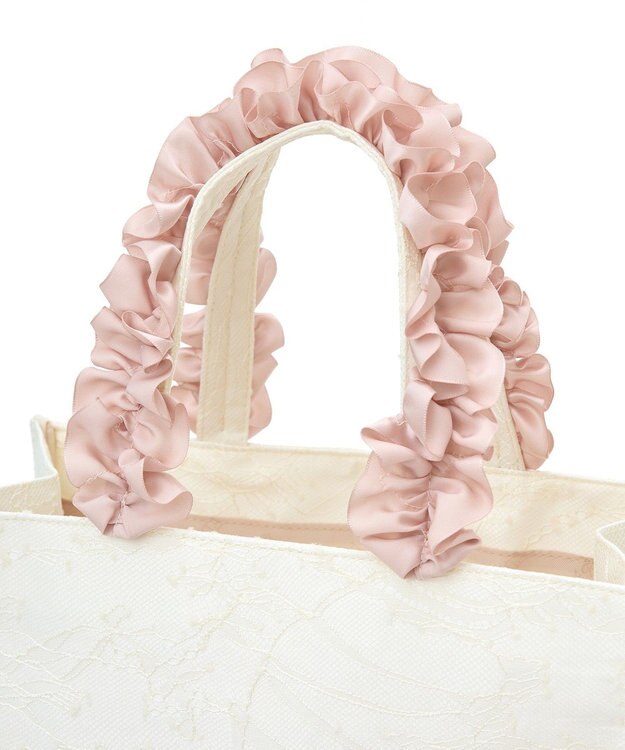 Maison de FLEUR EC限定レースフリルハンドルスクエアトートSバッグ Ivory