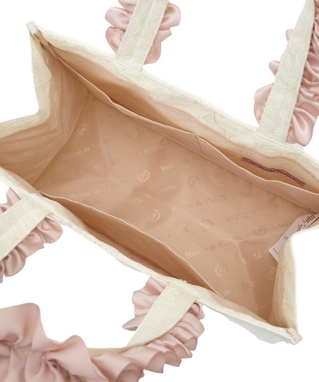 Maison de FLEUR EC限定レースフリルハンドルスクエアトートSバッグ Ivory