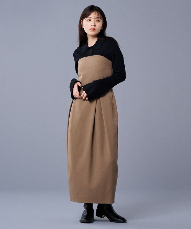 uncrave 【洗濯機洗い可】リブ フレアスリーブポロニット（uncrave STANDARD） ブラック