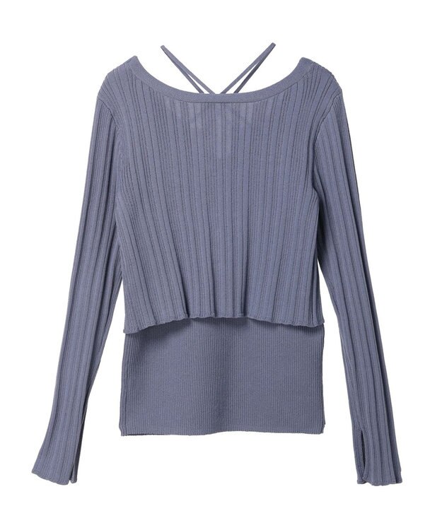 earth music&ecology ＳＥＴ２点ショートカーディガン＋レイヤードタンク Blue