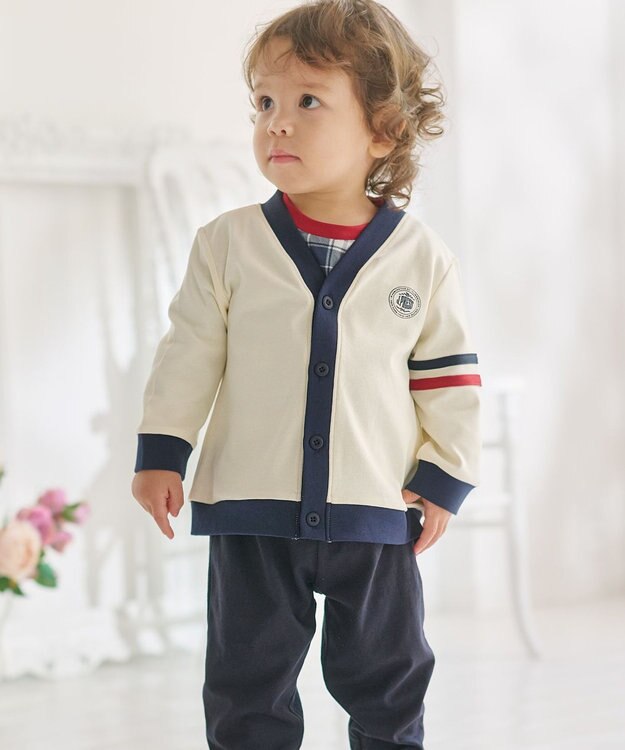 J.PRESS KIDS 【BOX付き】【80-90㎝】スムース 天竺カーディガン&長袖Tシャツ&パンツ セット ネイビー系3