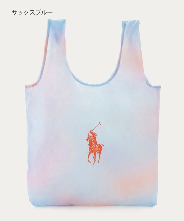 MOONBAT POLO RALPH LAUREN(ポロ ラルフローレン)ポロポニー ポケッタブル レインバッグ Mサイズ 無地 ストラップベルト付き サックスブルー