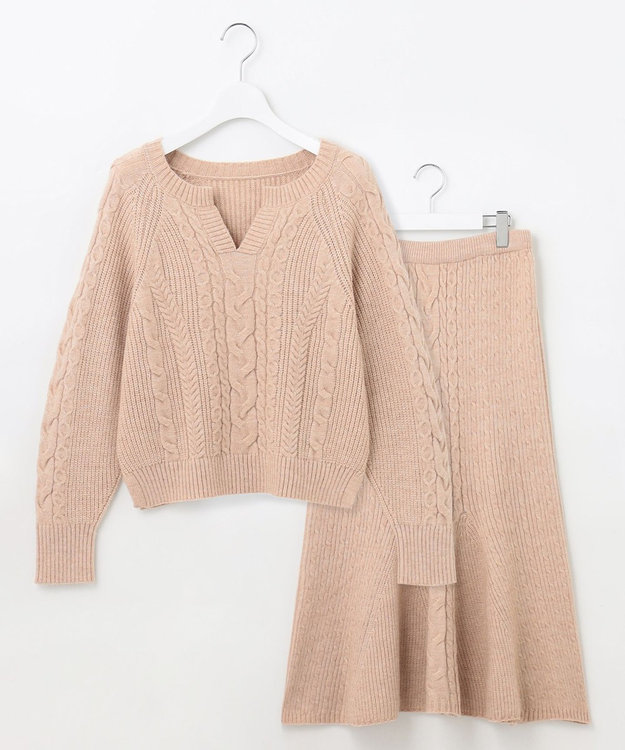 Feroux 【セットアイテム】ケーブルニット セットアップ ベージュ系