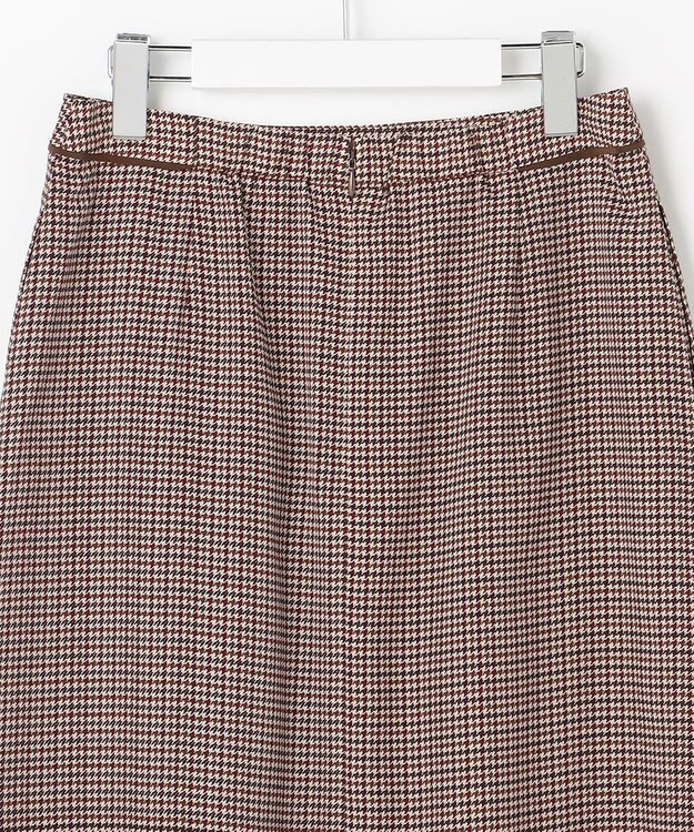J.PRESS LADIES デシンハウンドトゥースプリント スカート ブラウン系