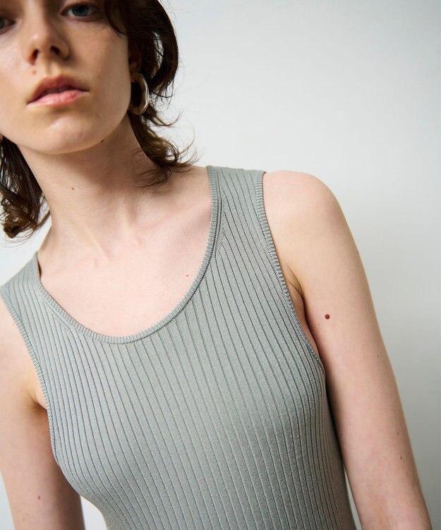 GRACE CONTINENTAL アメスリニットギャザーワンピース カーキ