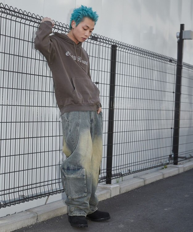 WEGO スウィッチングデニムカーゴパンツ デニム淡加工色