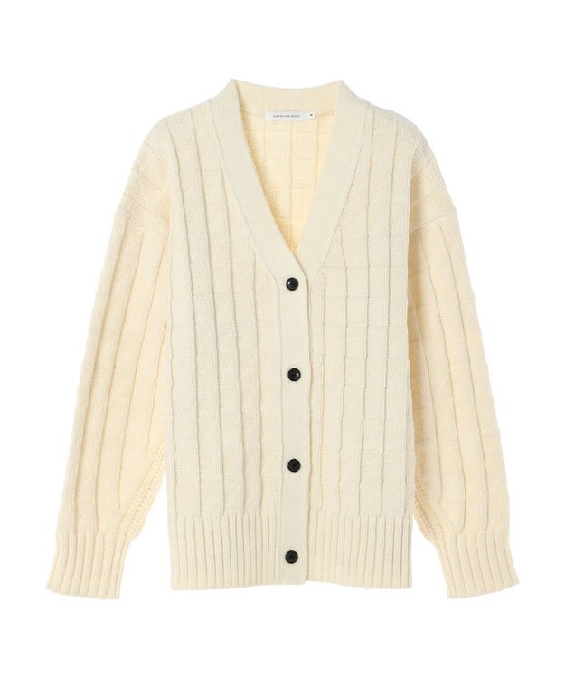 AMERICAN HOLIC スクエア柄Ｖネックニットカーディガン Ivory