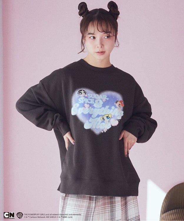 earth music&ecology Ｔｈｅ　Ｐｏｗｅｒｐｕｆｆ　Ｇｉｒｌｓ／ｅｍａｅＬスウェット Charcoal Gray