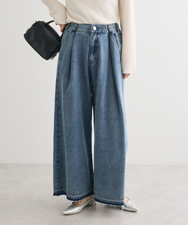 Green Parks タックワイドデニムパンツ