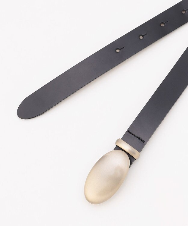 自由区 オーバルガラスレザー ベルト ブラック