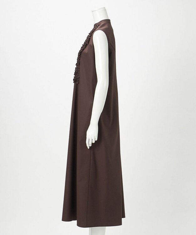 23区 【R(アール)】ルミナスコットン フロントフリル ワンピース ダークブラウン系