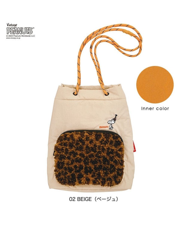 ROOTOTE 8411【スヌーピー】IP.ポシェット.ボア.ピーナッツ-9S 02：ベージュ