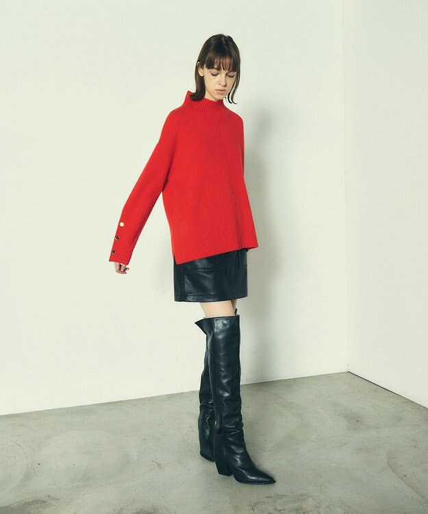 GRACE CONTINENTAL メリノウールニットトップ レッド