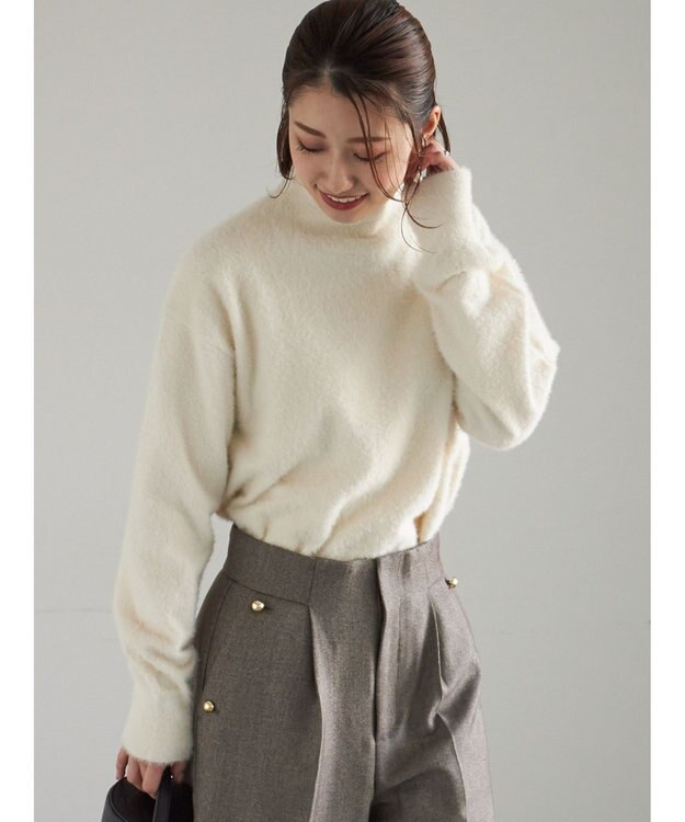 Te chichi 【宮本茉由着用】ハイネックフェザーニット オフホワイト