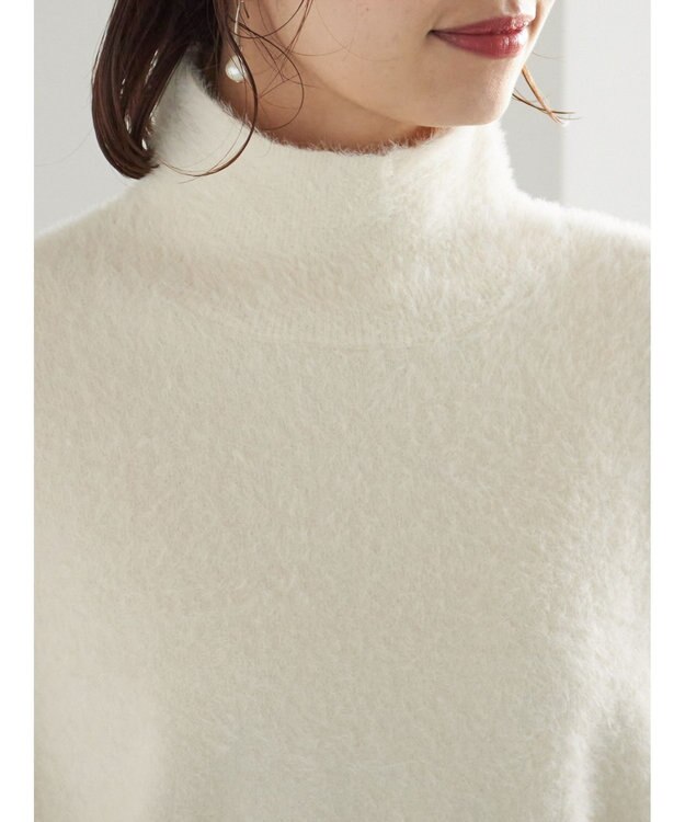 Te chichi 【宮本茉由着用】ハイネックフェザーニット オフホワイト