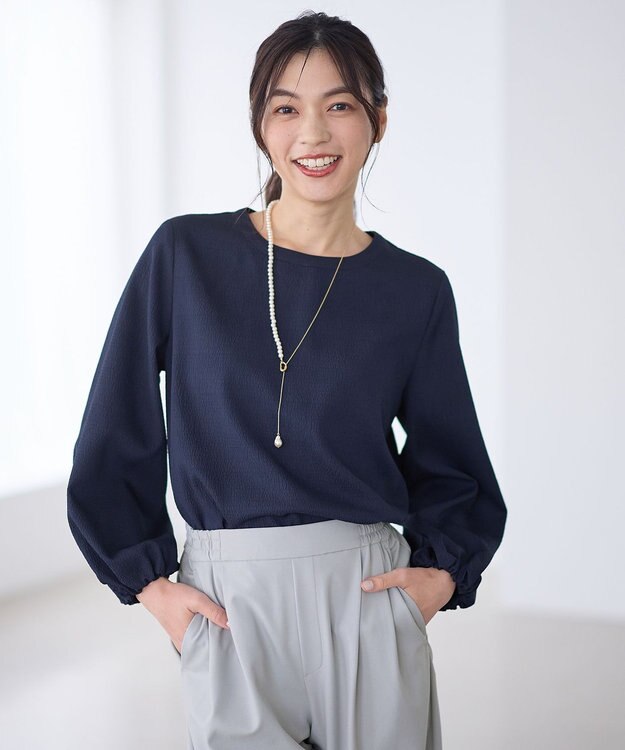 ANY ポコポコバルーン袖ブラウス ネイビー