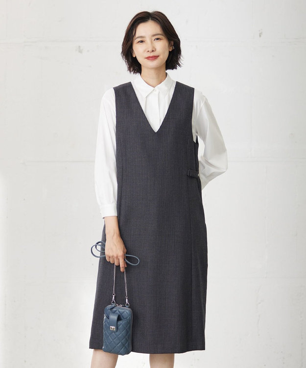 J.PRESS LADIES L T/W 杢 ライトツイード ジャンパースカート ネイビー系3