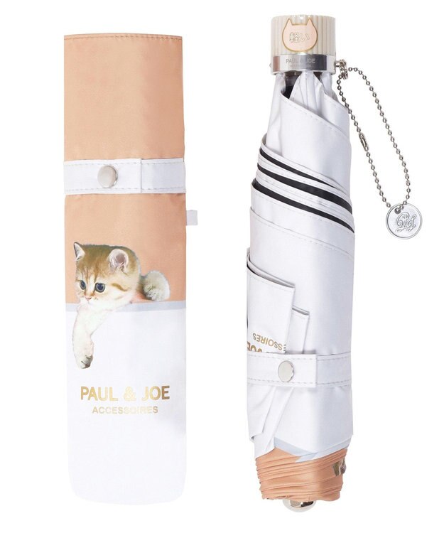 MOONBAT 【一級遮光/軽量】PAUL & JOE 晴雨兼用 折りたたみ日傘 スウィンギングヌネット ベージュ