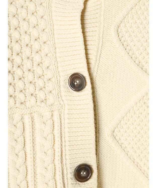 Green Parks ＫＢＦ　２ＷＡＹパッチワークニットカーディガン Off White