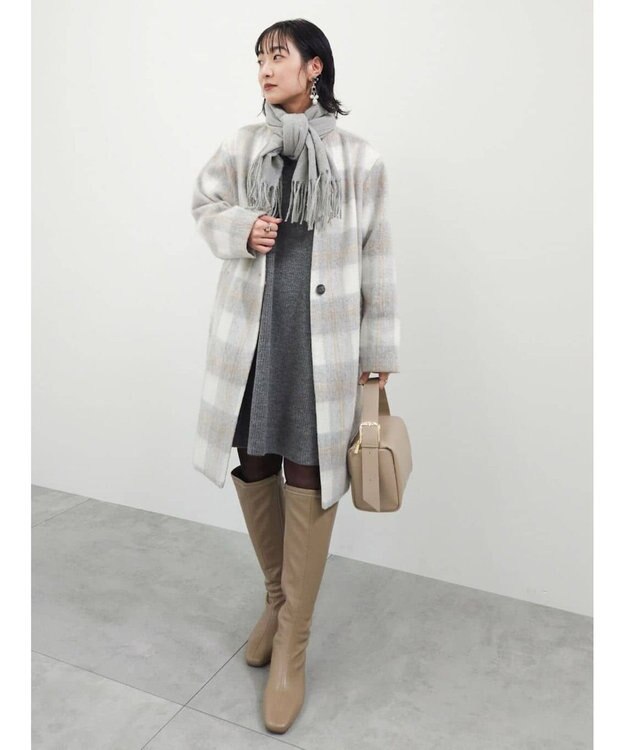 Green Parks カシミヤライクカラーストール Gray