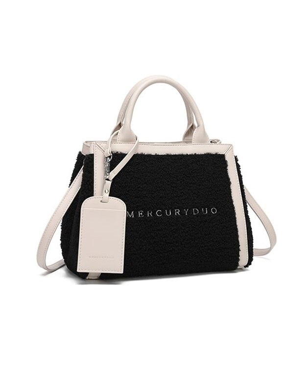 style code 【MERCURYDUO/マーキュリーデュオ】カードケース付　ロゴ刺繍ボアトートバッグ ブラック