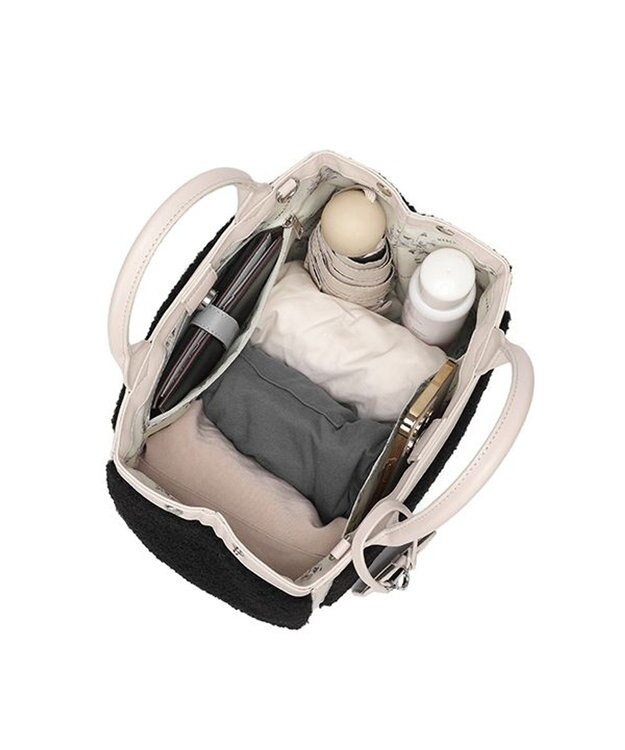 style code 【MERCURYDUO/マーキュリーデュオ】カードケース付　ロゴ刺繍ボアトートバッグ ブラック