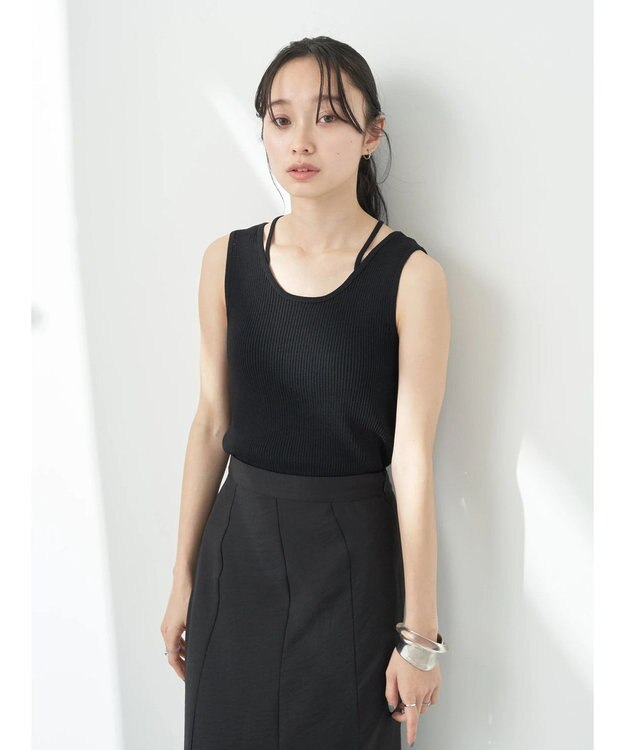 earth music&ecology レイヤリングニットタンクトップ Black