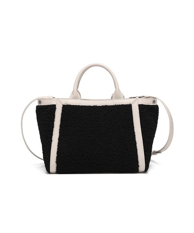 style code 【MERCURYDUO/マーキュリーデュオ】カードケース付　ロゴ刺繍ボアトートバッグ ブラック