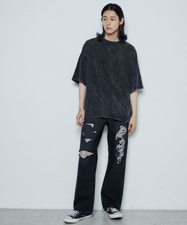 WEGO ダメージデニムワイドパンツ ブラック