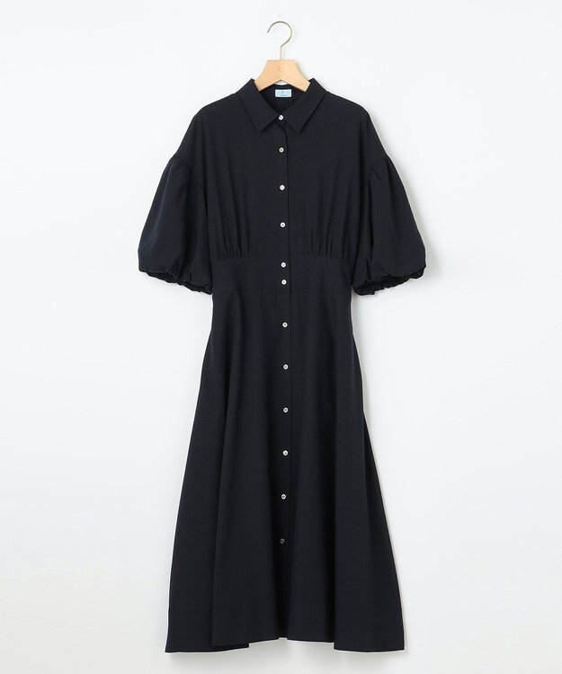 組曲 【WEB限定カラーあり】ボリュームスリーブシャツワンピース ネイビー系