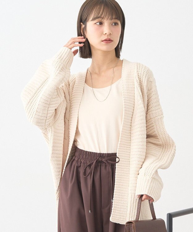 earth music&ecology マットモールカーディガン Ivory