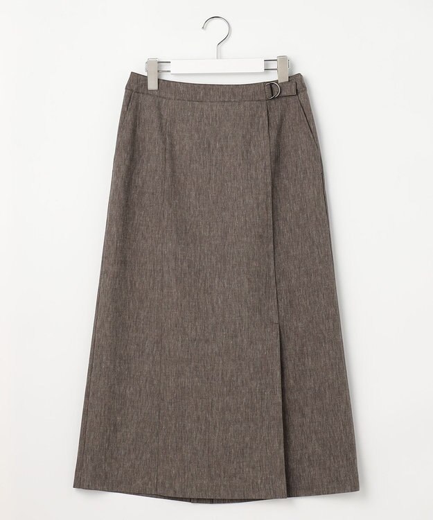 J.PRESS LADIES リネンバイオシャンブレー Aライン スカート ブラウン系