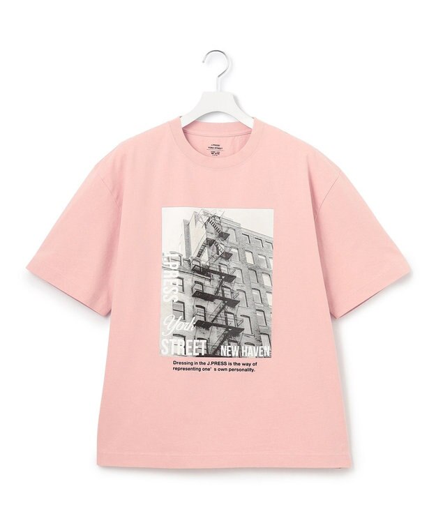 J.PRESS YORK STREET 【UNISEX】フォトプリントTシャツ ”New Yourk street” ピンク系