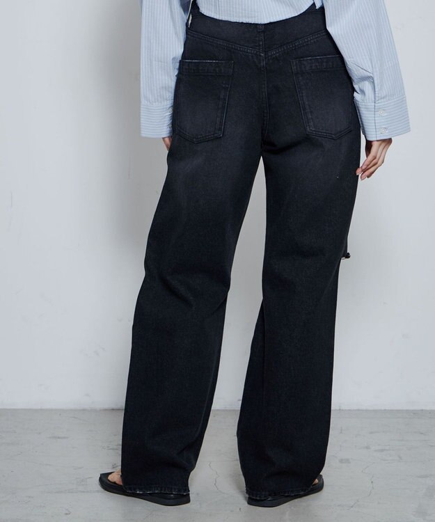 WEGO ダメージデニムワイドパンツ ブラック