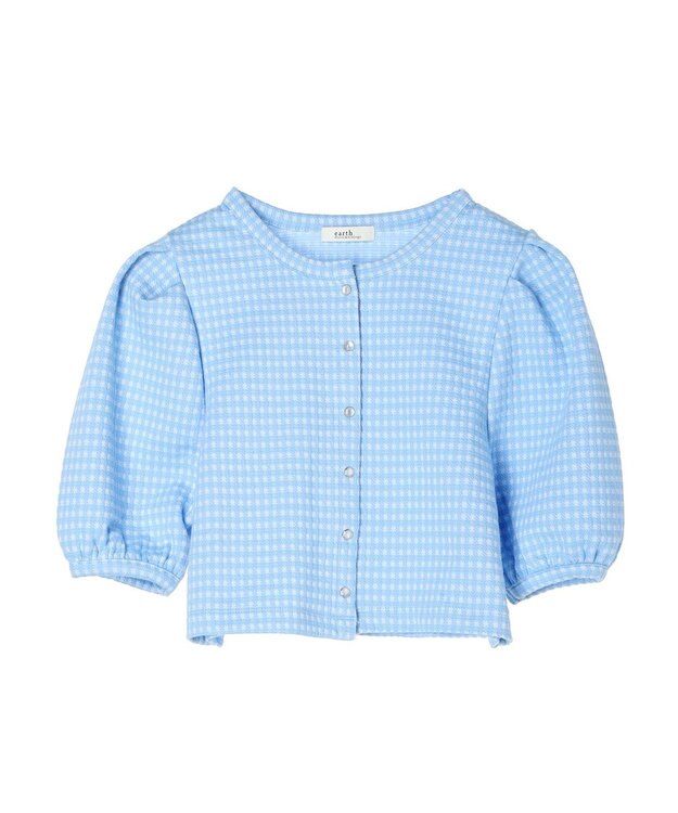 earth music&ecology カットジャガードカーディガン Blue