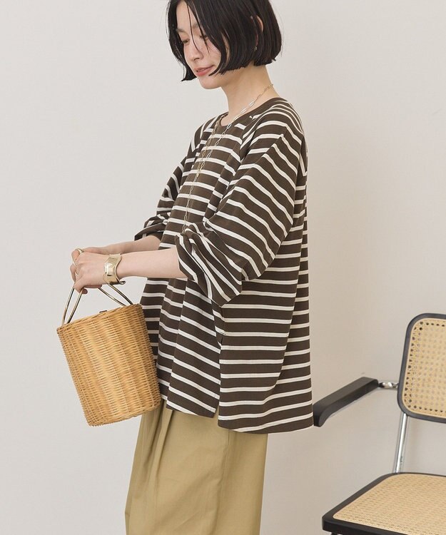 AMERICAN HOLIC フレアラグランボーダーロンＴ Brown