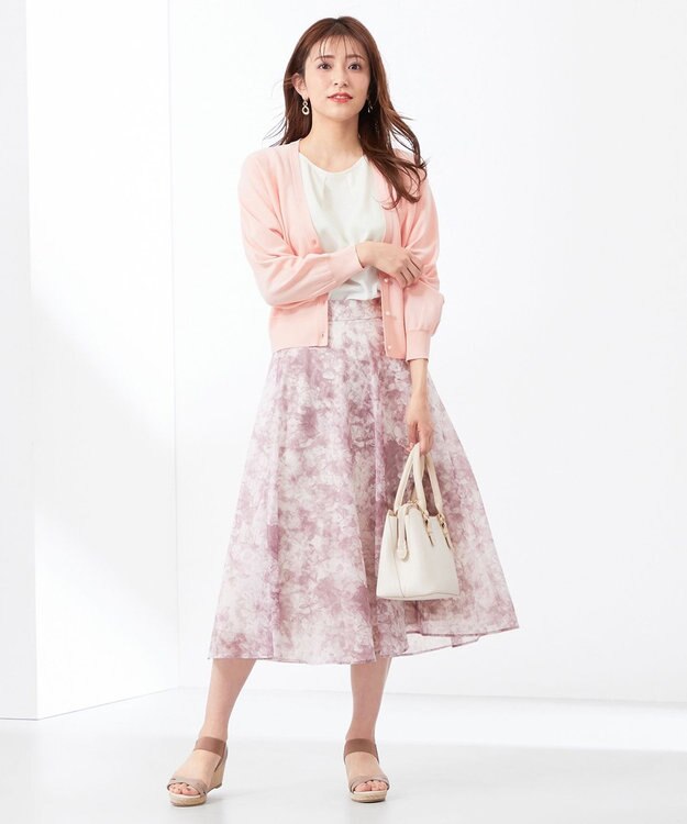 ANY SIS 【洗える】パール調ポイント カーディガン シェルピンク