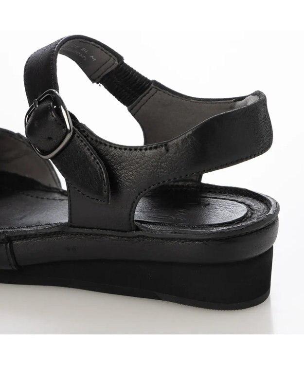 ing <ing>【WEB限定】【サスティナブル】ウエッジヒールレザーサンダル ブラック