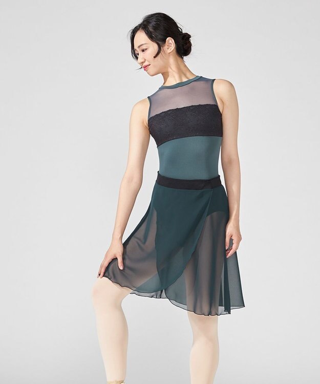 Chacott 巻きスカート ボトルグリーン