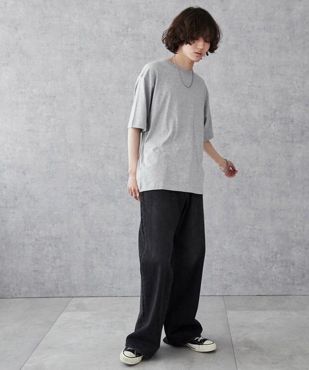 WEGO 【ユニセックス着用ITEM/綿100%/XSSMLサイズ展開】リラックスフィットコットンT 杢グレー