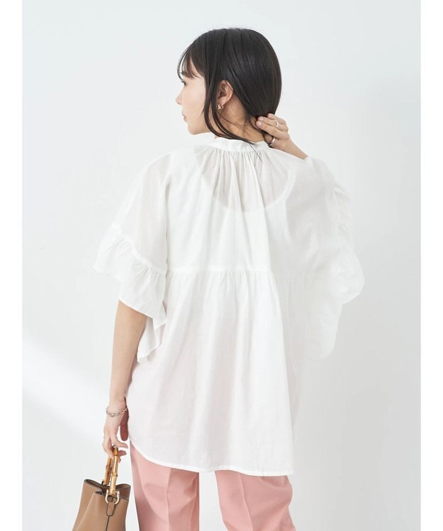 earth music&ecology コットンボイルボリュームブラウス Off White