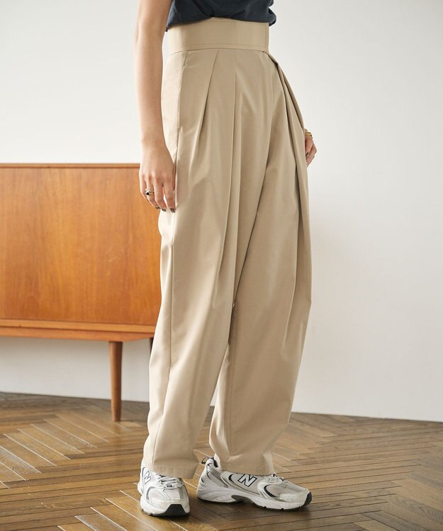#Newans ２タックコクーンワイドパンツ ベージュ